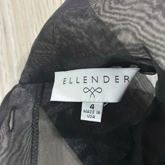 anthropologie sheer Black Back Bow at neck, self tie, Blouse NWOT By Ellender - Picture 10 of 16